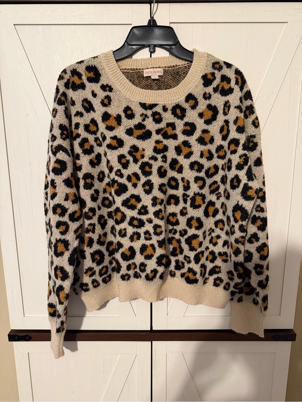 Knox Rose Leopard Print Crewneck Sweater - Cream / Black / Gold